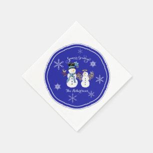Snowman Snow Angel Snowflake Winter Feiertag Serviette