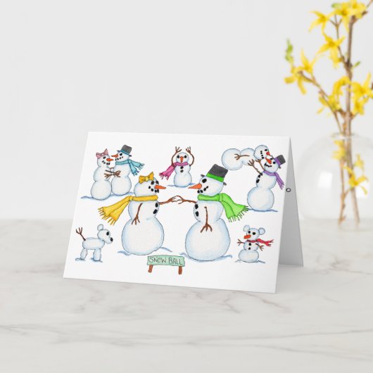 Snowman Snow Ball Karte (Gelbe Blume)