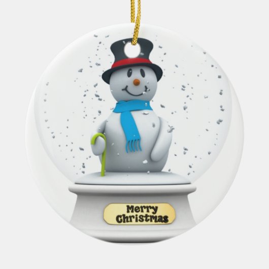 Snowman Snow Globe Keramik Ornament (Vorne)