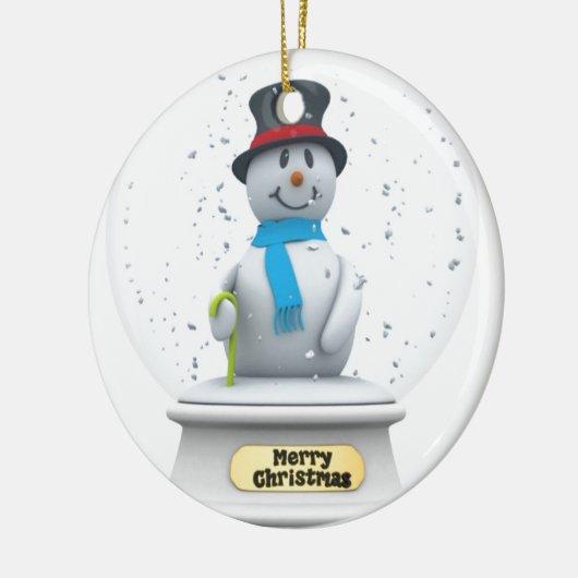 Snowman Snow Globe Keramik Ornament (Links)