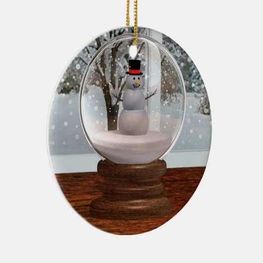 Snowman Snow Globe Keramik Ornament (Rechts)