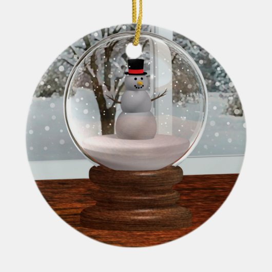 Snowman Snow Globe Keramik Ornament (Vorne)