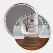 Snowman Snow Globe Magnet (Vorderseite/Rückseite)