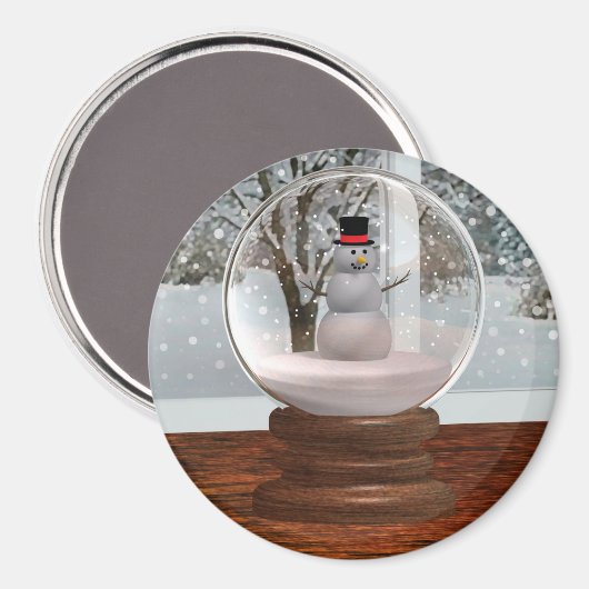 Snowman Snow Globe Magnet (Vorderseite/Rückseite)
