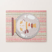 Snowman Snow Globe Retro Puzzle Art (Horizontal)
