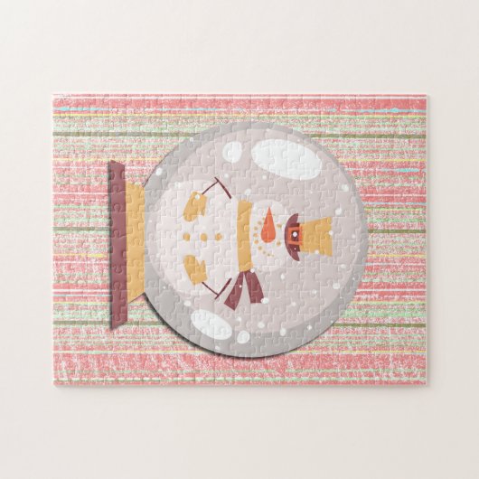 Snowman Snow Globe Retro Puzzle Art (Horizontal)