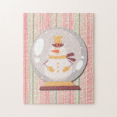 Snowman Snow Globe Retro Puzzle Art (Vertikal)