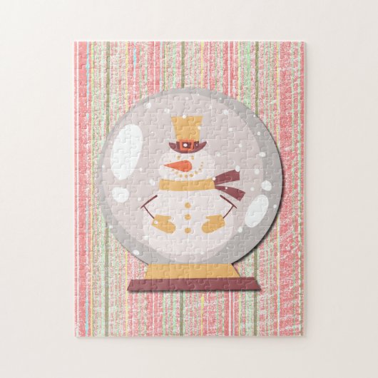 Snowman Snow Globe Retro Puzzle Art (Vertikal)