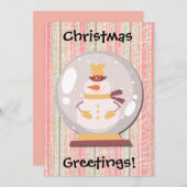 Snowman Snow Globe Retro Weihnachtskarte Feiertagskarte (Vorne/Hinten)