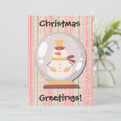 Snowman Snow Globe Retro Weihnachtskarte Feiertagskarte (Stehend Vorderseite)