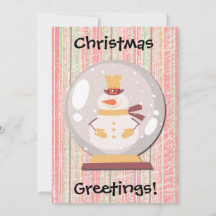 Snowman Snow Globe Retro Weihnachtskarte Feiertagskarte