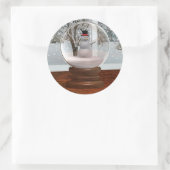 Snowman Snow Globe Runder Aufkleber (Tasche)