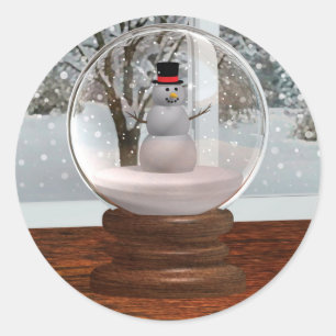 Snowman Snow Globe Runder Aufkleber
