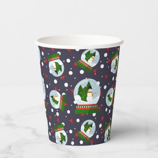 Snowman Snow Globes Pappbecher (Rückseite)