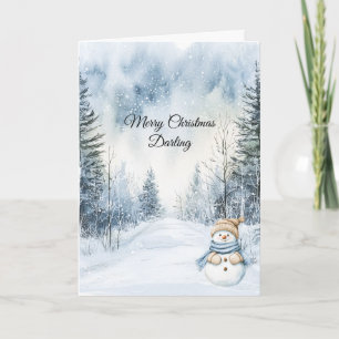 Snowman Snow Trees Weihnachten Karte