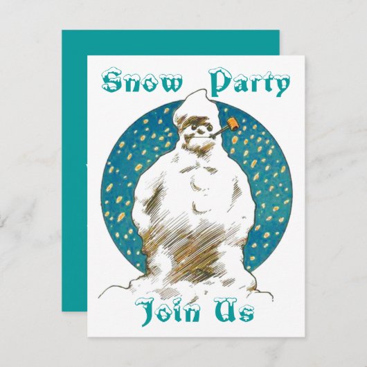 SNOWMAN SNOW WINTER FUN ~ PARTY EINLADUNG INVENT (Vorne/Hinten)