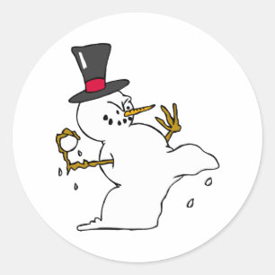 Snowman Snowball-Kampf Runder Aufkleber