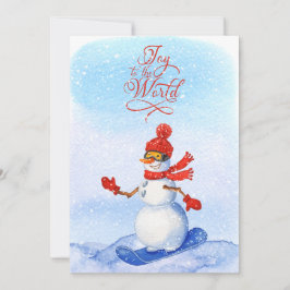 Snowman Snowboarding Watercolor Winter Weihnachten