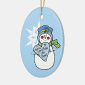 Snowman Snowflake Family Zuhause Blue Weihnachten Keramik Ornament (Links)