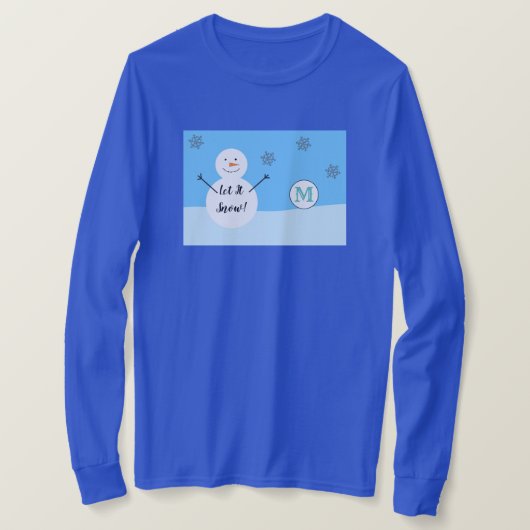 Snowman Snowflake Festivals Winter Custom Monogram T-Shirt (Design vorne)