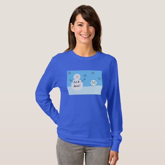 Snowman Snowflake Festivals Winter Custom Monogram T-Shirt (Vorne ganz)