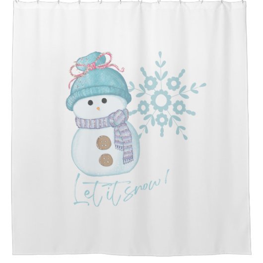 Snowman Snowflake Let it Snow Winter Duschvorhang (Vorderseite)