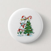 Snowman Snowflake, Merry Christmas Tree, Xmas Holi Button (Vorderseite)