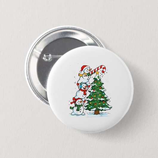 Snowman Snowflake, Merry Christmas Tree, Xmas Holi Button (Vorne & Hinten)