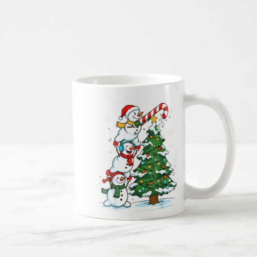 Snowman Snowflake, Merry Christmas Tree, Xmas Holi Kaffeetasse (Rechts)