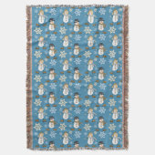 Snowman Snowflake Pattern auf Blue Decke (Vorderseite Vertikal)