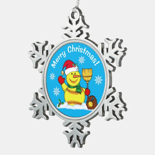 Snowman Snowflake Softball Weihnachtsschmuck Schneeflocken Zinn-Ornament (Rechts)