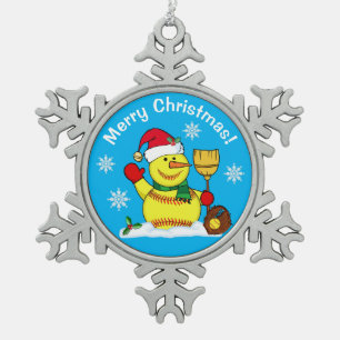 Snowman Snowflake Softball Weihnachtsschmuck Schneeflocken Zinn-Ornament