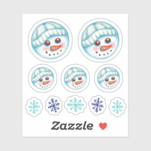 Snowman Snowflake Stickers Aufkleber