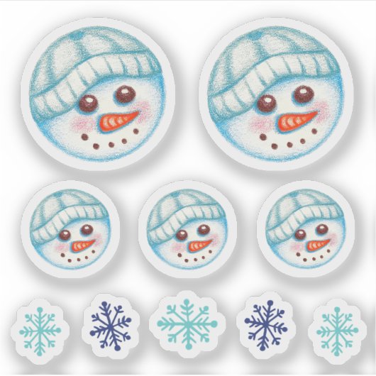 Snowman Snowflake Stickers Aufkleber (Vorderseite)