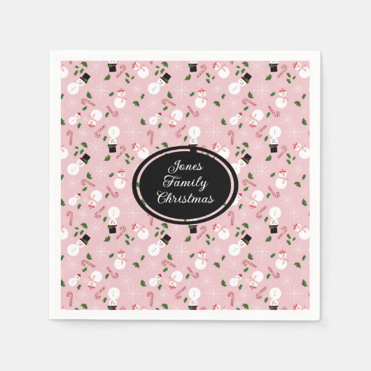 Snowman Snowflake Weihnachtsfeiertag Personalisier Serviette (Vorderseite)