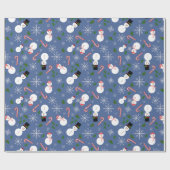 Snowman Snowflake Winter Holiday Wrapping Paper Geschenkpapier (Flach)