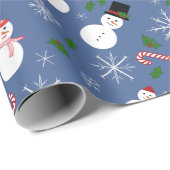 Snowman Snowflake Winter Holiday Wrapping Paper Geschenkpapier (Rolleneckpunkt)