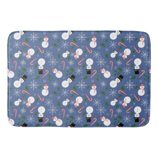 Snowman Snowflake Winterurlaub Bathmat Badematte (Vorderseite)