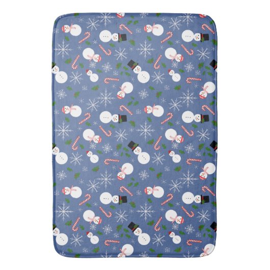 Snowman Snowflake Winterurlaub Bathmat Badematte (Vorderseite Vertikal)