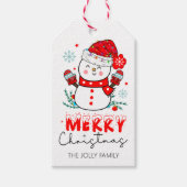 Snowman Snowflakes Frohe Weihnachten Niedlich Geschenkanhänger (Vorderseite)