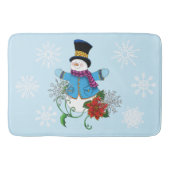 Snowman Snowflakes Poinsettia Badematte (Vorderseite)