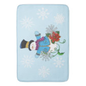 Snowman Snowflakes Poinsettia Badematte (Vorderseite Vertikal)