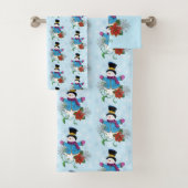 Snowman Snowflakes Poinsettia Badhandtuch Set (Insitu)