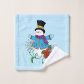 Snowman Snowflakes Poinsettia Badhandtuch Set (Waschlappen)