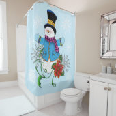 Snowman Snowflakes Poinsettia Duschvorhang (Beispiel)