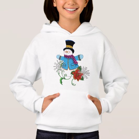 Snowman Snowflakes Poinsettia Hoodie (Vorderseite)