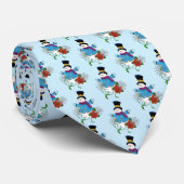 Snowman Snowflakes Pontsettia Krawatte (Gerollt)