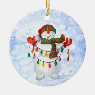 Snowman Snowflakes Puzzle Puzzle Postkarte Keramik Ornament