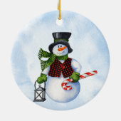 Snowman Snowflakes Puzzle Puzzle Postkarte Keramik Ornament (Hinten)