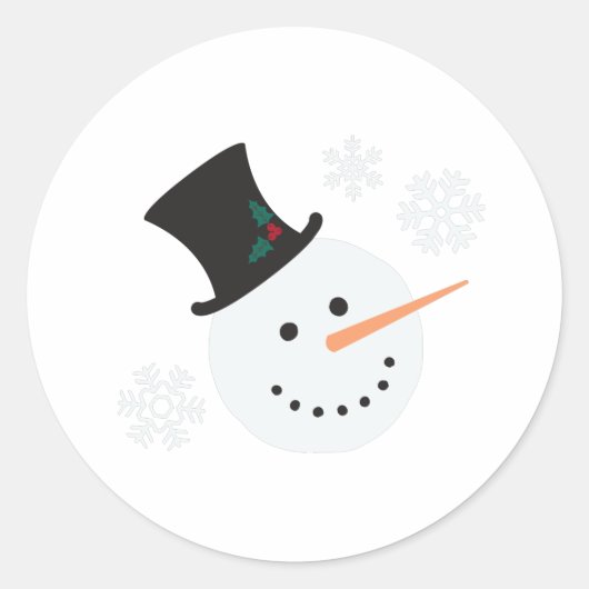 Snowman Snowflakes Runder Aufkleber (Vorderseite)